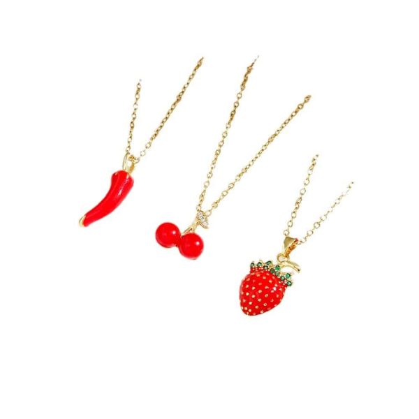O1CN01LzYCrq1GiUnx2nIPM_2217036640656-0-cib.jpg Red Delicate Indie Cherry Strawberry Pepper Necklace