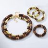 European And American Exaggerated Famous Brand Multi-layer Wooden Necklace, Bracelet Set