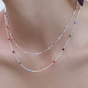 Sugar Snap Peas Colorful Dopamine Ball Beaded Necklace