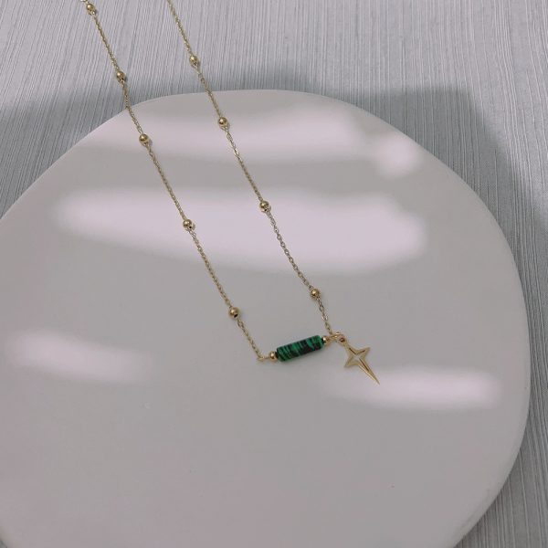 Natural Stone Necklace Women's Titanium Steel No Fading Stainless Steel Clavicle Chain