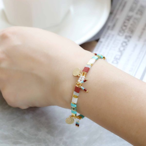 Women's European And American Glass Colored Beaded Bracelet
