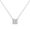 925 Silver Luxury Enclosure 4 Karat Ledean Square White Diamond Clavicle Necklace