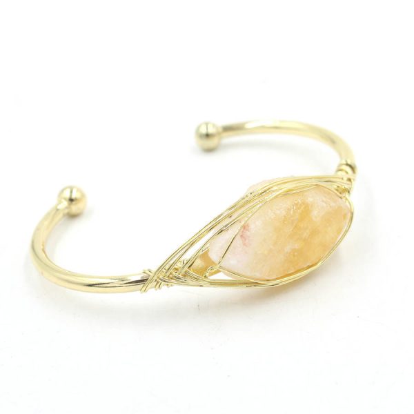 Natural Raw Gemstone Winding Crystal Simple Opening Classic Bracelet