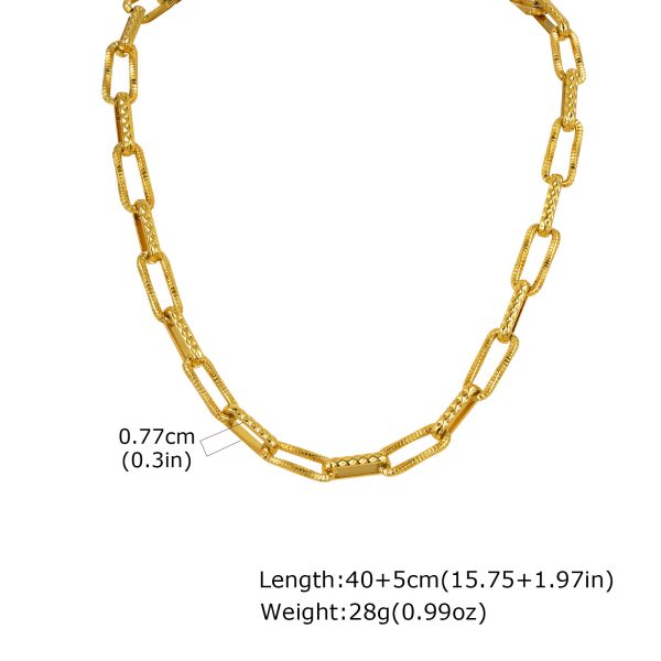 Stainless Steel Embossed Rectangular Bracelet Necklace Gold