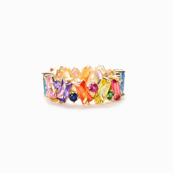 Female Geometric Design Irregular Color Ring