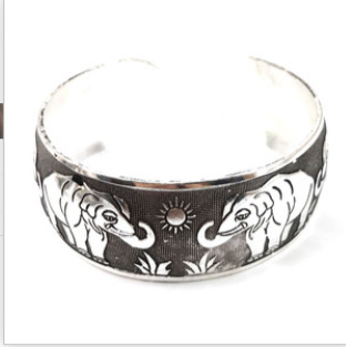 Ethnic Style Carved Open Miao Silver Bracelet