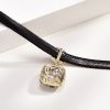 Alloy Black & Rhimestone Square Short Necklace