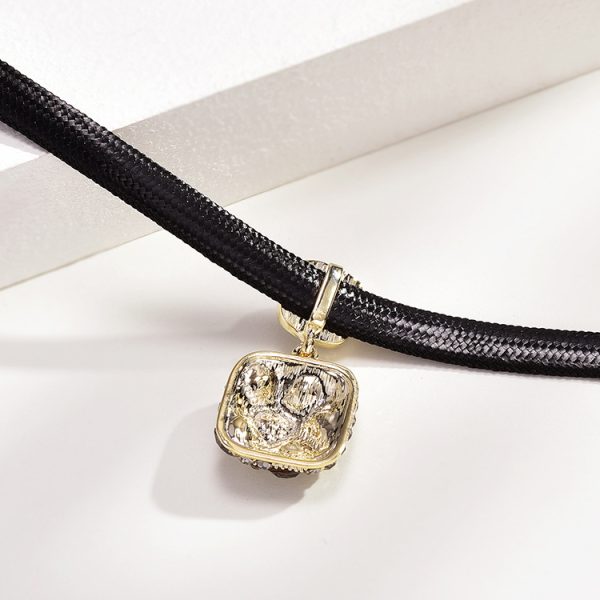 Alloy Black & Rhimestone Square Short Necklace