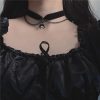 Gothic Style Crescent Choker Necklace Dark Black Collar