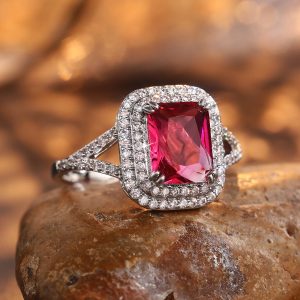 Copper Rhinestone Square Princess Ring