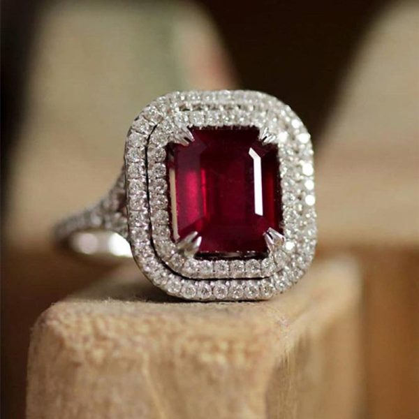 Copper Rhinestone Square Princess Ring