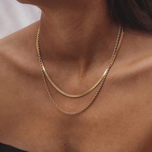 Women's Retro Solid Color Double-layer Twist Necklace