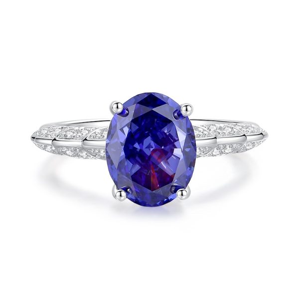 High Carbon Diamond Ice Flower Cut Color Zircon 925 Sterling Silver Ring