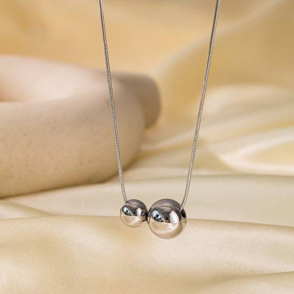 Minimalist Metal Beads Retro Titanium Steel Necklace For Women