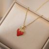 O1CN01VOmuYj1GiUsd9CQ6j_2217036640656-0-cib.jpg Red Delicate Indie Cherry Strawberry Pepper Necklace