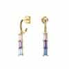 Sterling Silver Handbag Square Stone Stitching Rainbow Rectangular Stone Earrings