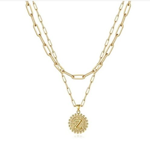 O1CN01VWZpeq1fIiynBUTkE_3857833984-0-cib.jpg Letter Accessories Double-layer Round Zinc Alloy Necklace