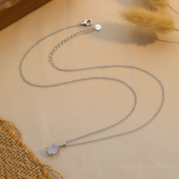 S925 Sterling Silver Moonstone Pendant Necklace Women's Niche Design Fashion All-matching Jewelry