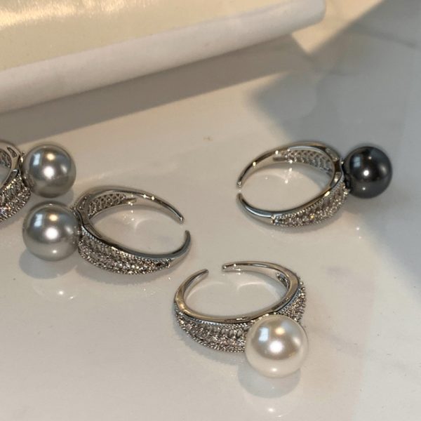 Black Pearl Open Index Finger Ring Female Affordable Luxury Fashion