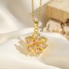 Female Minimalist Retro Rotatable Flower Titanium Steel Necklace