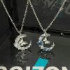 Moon Diamond Butterfly Necklace Light Luxury