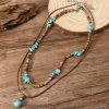 Coconut Shell Turquoise Leather Wax Line Necklace