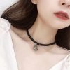 Alloy Black & Rhimestone Square Short Necklace