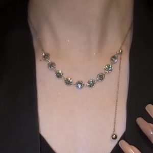 High-grade Light Luxury Crystal Diamond Pull Clavicle Chain Neck Chain