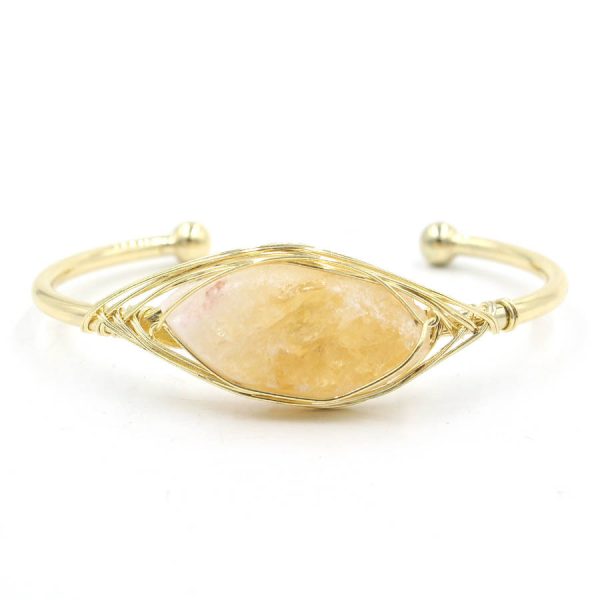 Natural Raw Gemstone Winding Crystal Simple Opening Classic Bracelet