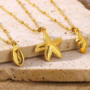 Starfish Beach Stainless Steel Shell Necklace