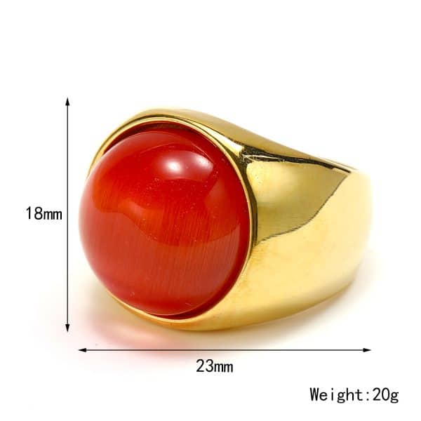 Ins Minority Simple Hip Hop Opal Ring Titanium Steel 18K Gold Plated