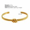 Stainless Steel 18K Gold Plating Knotted C- Shaped Open Double-layer Bracelet