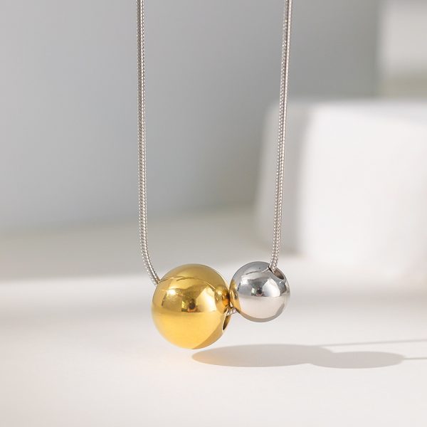 Minimalist Metal Beads Retro Titanium Steel Necklace For Women