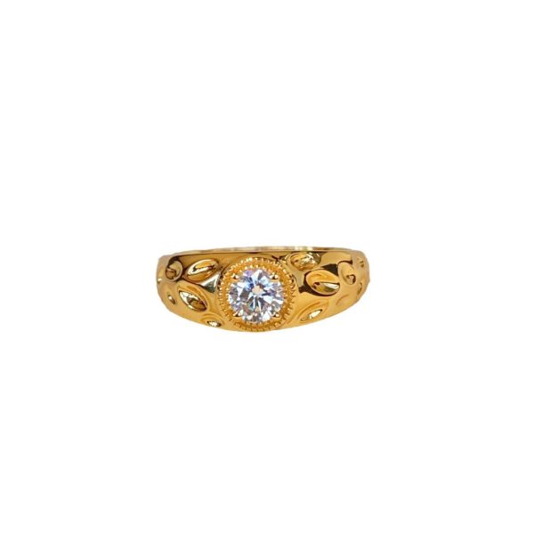 Gold SUNFLOWER Diamond-studded Ring Women