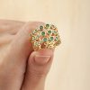 Copper Plating 18K Real Gold Three-layer Exaggerated Green Full Zircon Wide Version