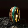 Stainless Steel Ring Surface Epoxy Inlaid Peacock