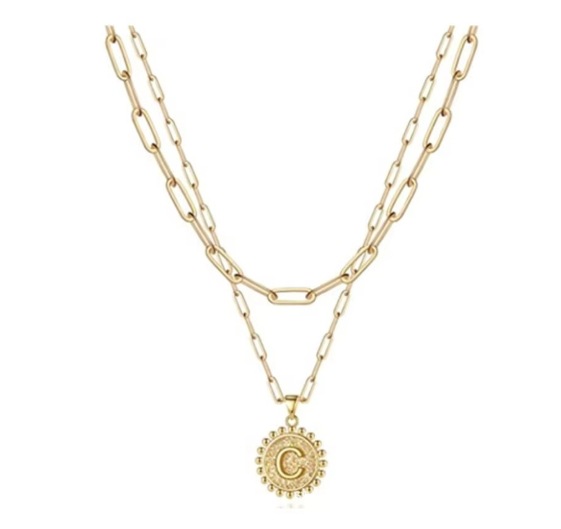 O1CN01cBTe381fIiym3Hs5Y_3857833984-0-cib.jpg Letter Accessories Double-layer Round Zinc Alloy Necklace