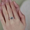 S925 Silver Plated Green Moss Stone Water Plants Agate Open Ring