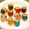 Ins Minority Simple Hip Hop Opal Ring Titanium Steel 18K Gold Plated