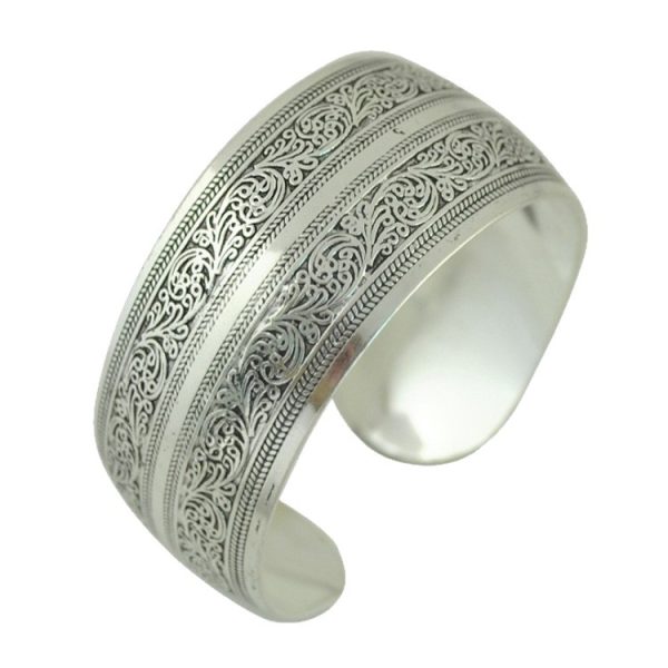 Ethnic Style Carved Open Miao Silver Bracelet
