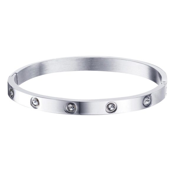 Stainless Steel Glossy Bracelet With Drill