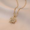 Female Minimalist Retro Rotatable Flower Titanium Steel Necklace