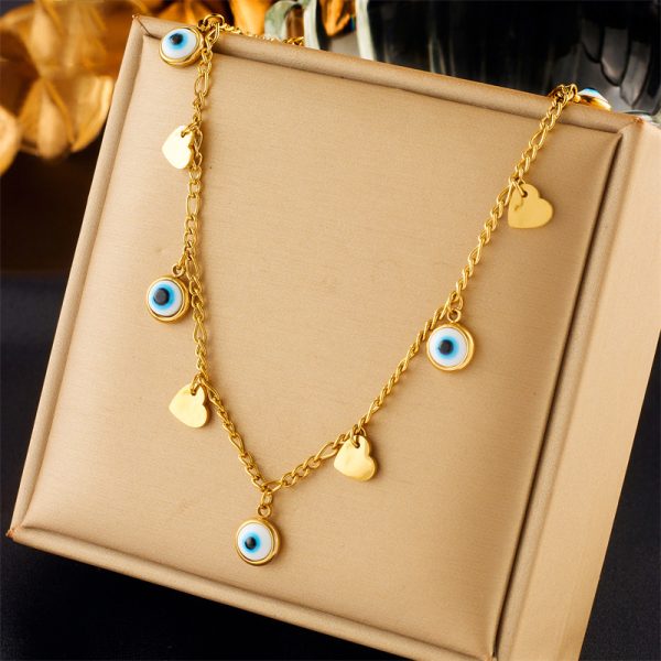 Fashion Minority Design Multi-layer Twin Butterfly XINGX Pendant Eyes Diamond-studded Necklace
