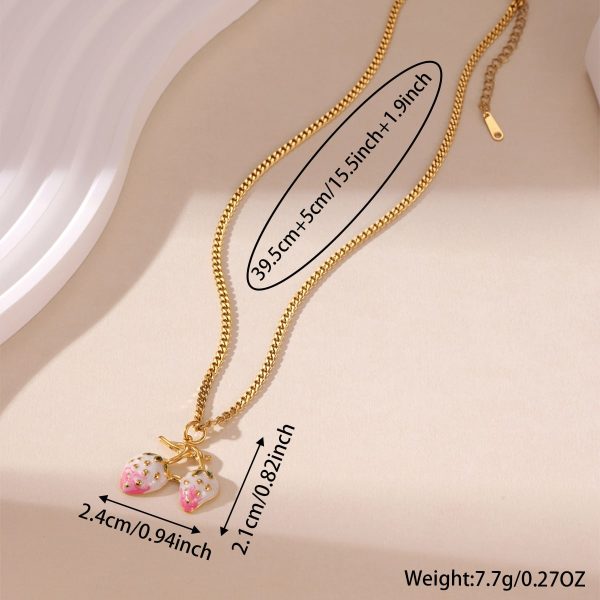 Summer Strawberry Fruit Necklace For Women