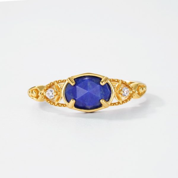Japanese Style New Affordable Luxury Fashion Forest Night Sky Natural Lapis Lazuli Ring