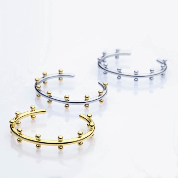 Personality Texture Rivet Shape Bean Beads Stainless Steel C- Shaped