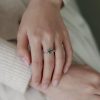 S925 Silver Plated Green Moss Stone Water Plants Agate Open Ring
