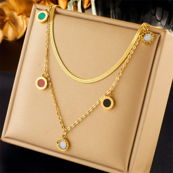 Fashion Minority Design Multi-layer Twin Butterfly XINGX Pendant Eyes Diamond-studded Necklace