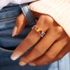 Female Geometric Design Irregular Color Ring