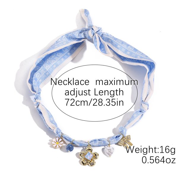 Summer Scarf Necklace Multi-pendant Pearl All-match Light Luxury Silk Scarf Necklace